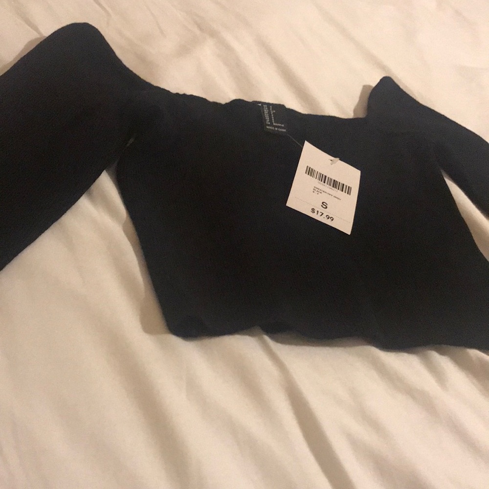 Off-the-Shoulder Cropped Sweater